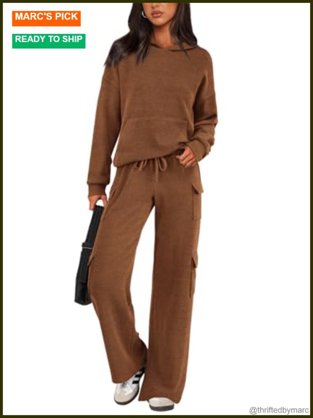 Two Piece Matching Lounge Set with Hoodie and Cargo Pants